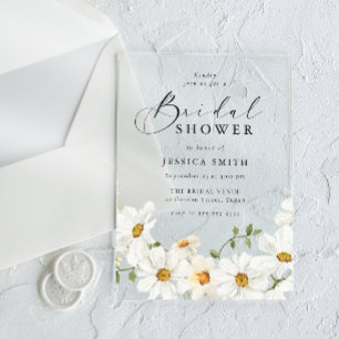 Vibrant White Floral Bridal Shower Clear Acrylic Invitations