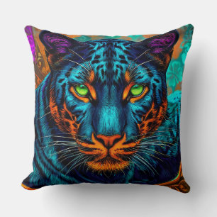 Vibrant Wild Animal Decorative Abstract Big Cat Cushion