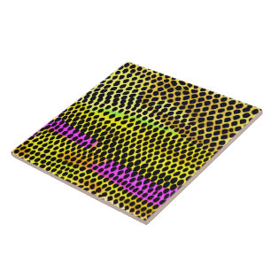 "Vibrant Wilderness" Colourful Abstract Print Ceramic Tile