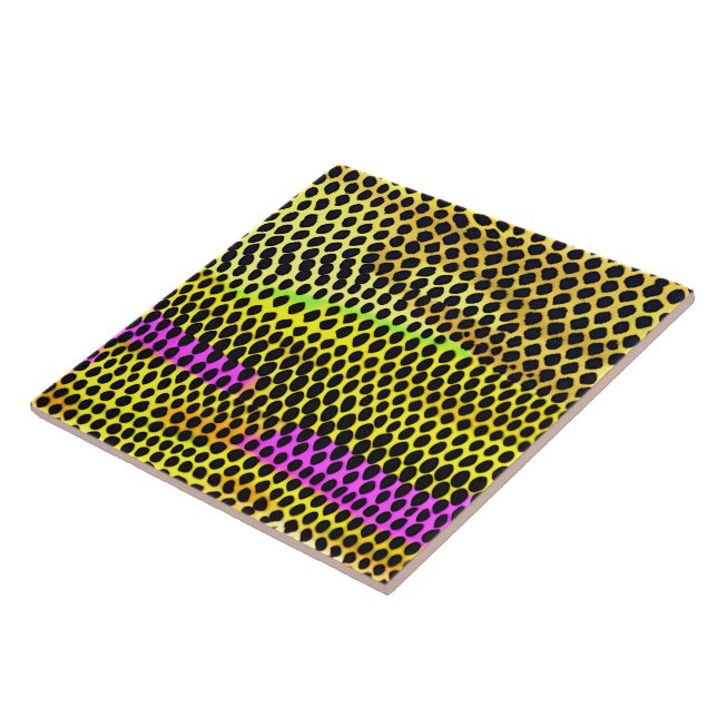 "Vibrant Wilderness" Colourful Abstract Print Ceramic Tile (Side)