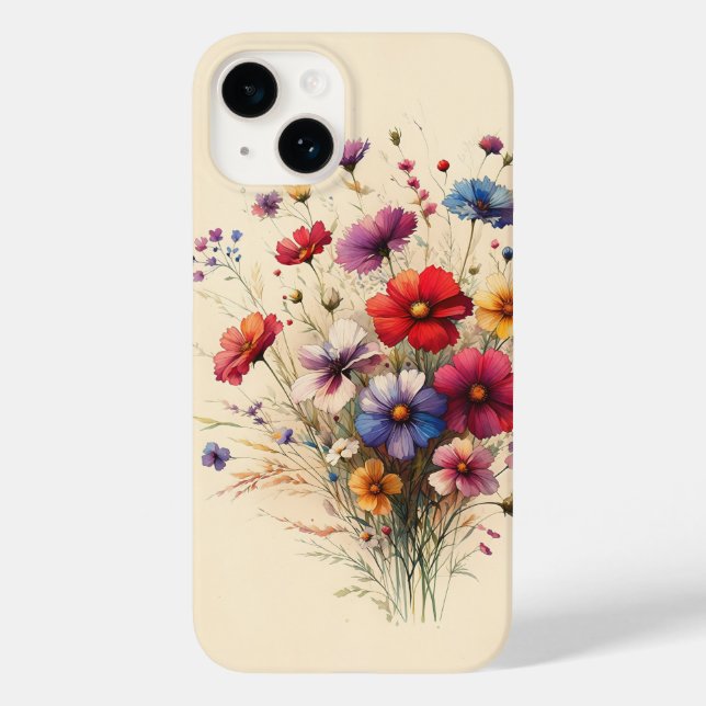 Vibrant Wildflower Bouquet Artistic Floral Cream A Case-Mate iPhone Case (Back)