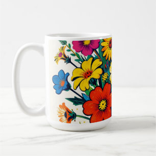 Vibrant Wildflower Bouquet Folk Art Coffee Mug