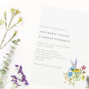 Vibrant Wildflower Bouquet Wedding Invitation