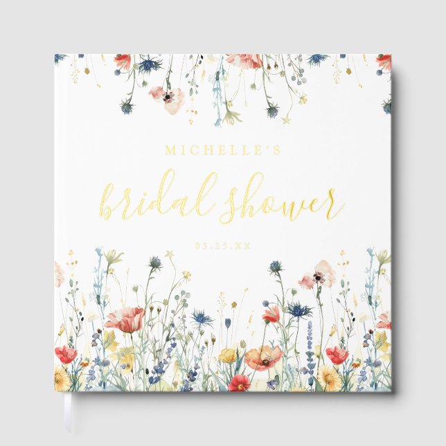 Vibrant Wildflower Bridal Shower Guest Book (Front)