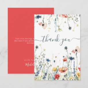 Vibrant Wildflower Bridal Shower Thank You Card
