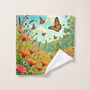 Vibrant Wildflower Butterfly Joy Design Bath Towel Set