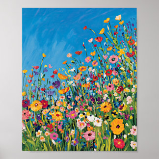Vibrant Wildflower Field Impressionist Poster Wall