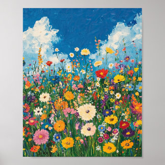 Vibrant Wildflower Field Impressionist Poster Wall