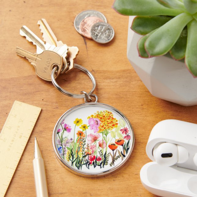 Vibrant wildflower garden key ring (Desk)