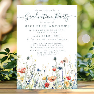 Vibrant Wildflower Graduation Invitation