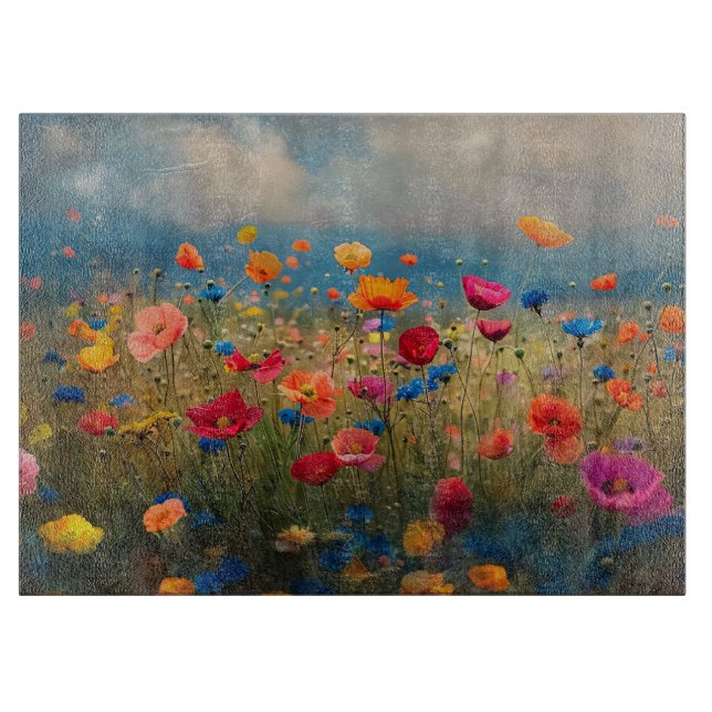 Vibrant Wildflower Impressionist Cutting Board (Front)