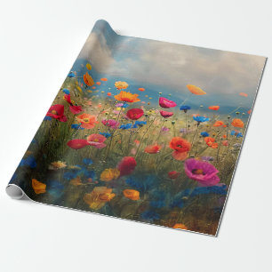 Vibrant Wildflower Impressionist Decoupage Wrapping Paper
