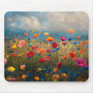 Vibrant Wildflower Impressionist Mouse Pad