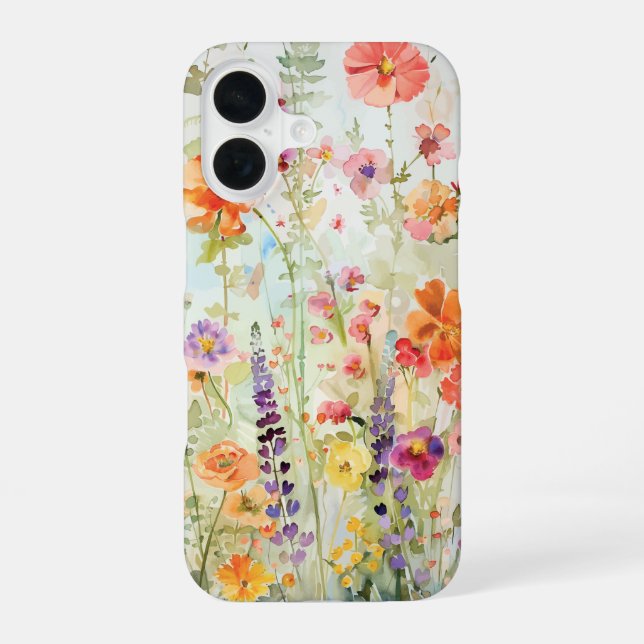 Vibrant Wildflower iPhone 16 Case (Back)