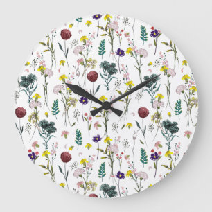 Vibrant Wildflower Large Clock