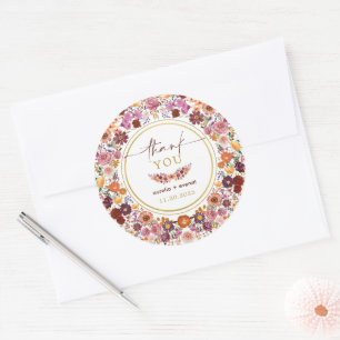 Vibrant Wildflower Meadow Wedding Thank You Classic Round Sticker