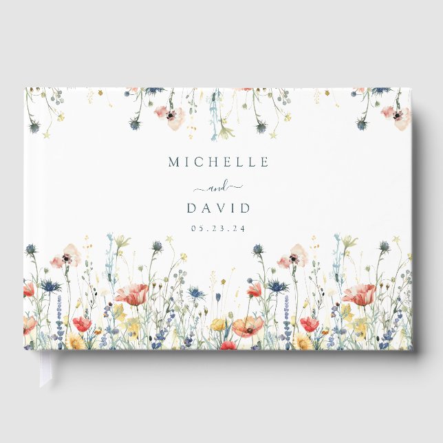 Vibrant Wildflower Wedding Guest Book (Front)