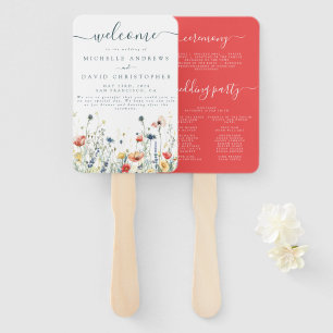 Vibrant Wildflower Wedding Program Hand Fan