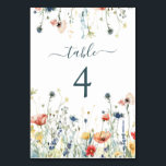 Vibrant Wildflower Wedding Table Number<br><div class="desc">This design features a border of vibrant wildflowers in shades of red,  yellow,  green,  teal,  and blue. Perfect for casual summer weddings.</div>