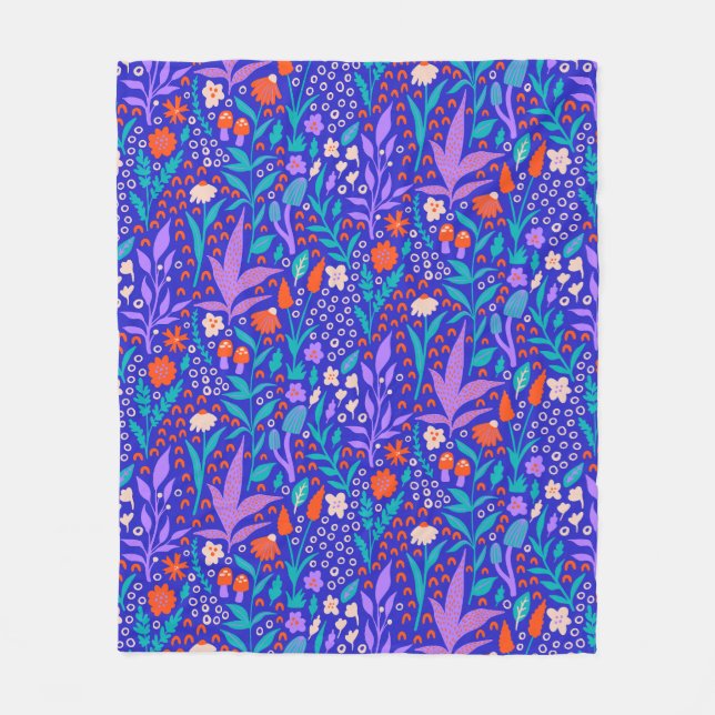 Vibrant Wildflowers Fleece Blanket (Front)
