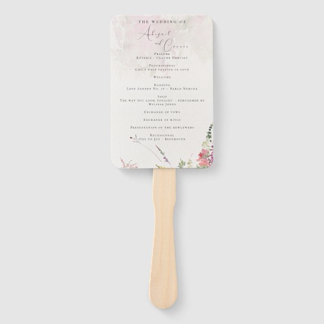 Vibrant Wildflowers Pink Violet Yellow Program Hand Fan (Front)