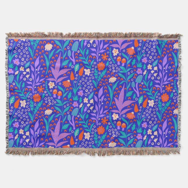 Vibrant Wildflowers Throw Blanket (Front)