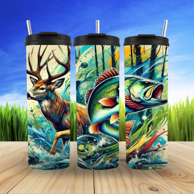 Vibrant Wildlife, Abstract Water World Thermal Tumbler (Creator Uploaded)