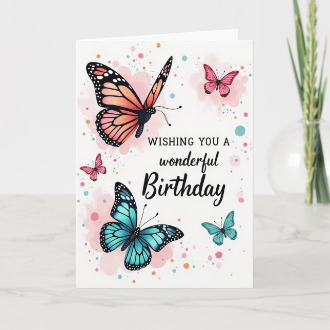 Vibrant Winged Birthday Card (Front)