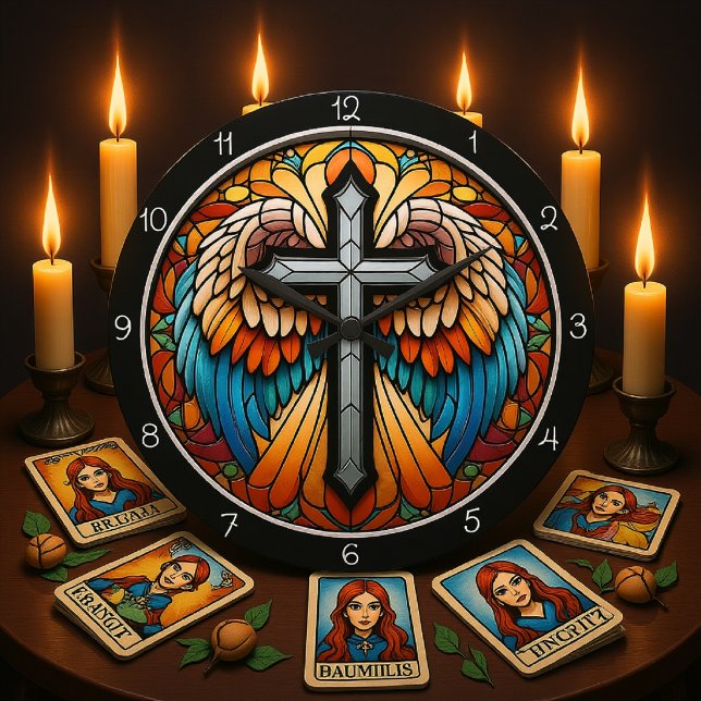 Vibrant Winged Cross Large Clock (Creator Uploaded)
