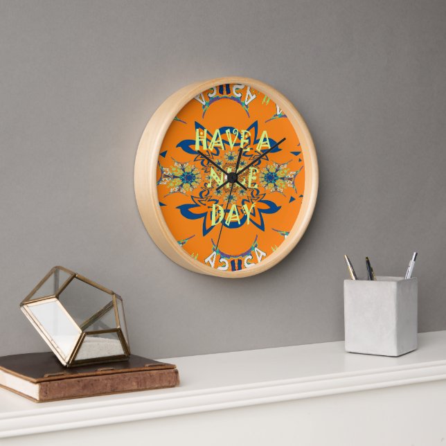 Vibrant Wishes: Have a Nice Day Art Print Design Clock (Office)