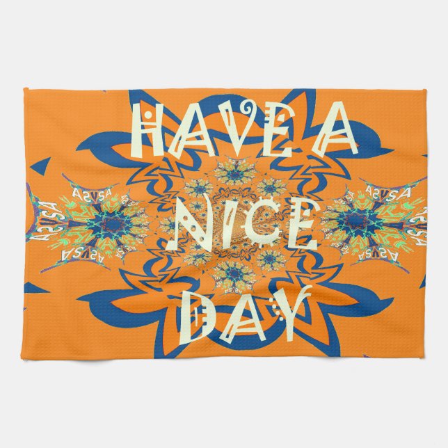Vibrant Wishes: Have a Nice Day Art Print Design Tea Towel (Horizontal)