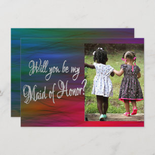 Vibrant Wisps Jewel Tone Photo Bridal Party Ask Invitation