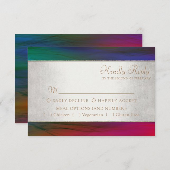 Vibrant Wisps | Jewel Tone Watercolor Meal Option RSVP Card (Front/Back)