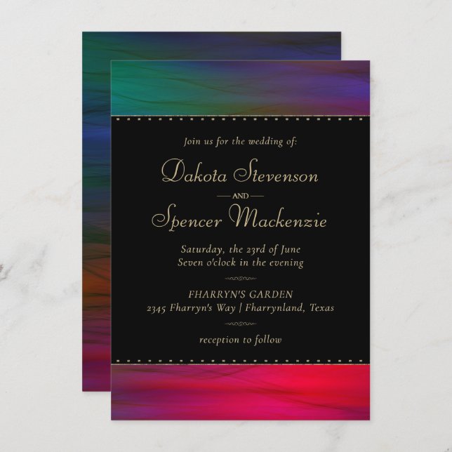 Vibrant Wisps | Jewel Tone Watercolor Wedding Invitation (Front/Back)