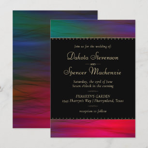 Vibrant Wisps   Jewel Tone Watercolor Wedding Invitation