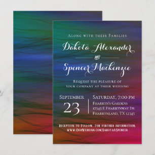 Vibrant Wisps   Jewel Tone Watercolor Wedding Invitation