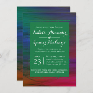Vibrant Wisps   Jewel Tone Watercolor Wedding Invitation
