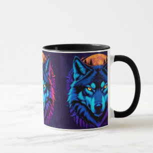 Vibrant Wolf Stare Wildlife Fierce Gaze Mug