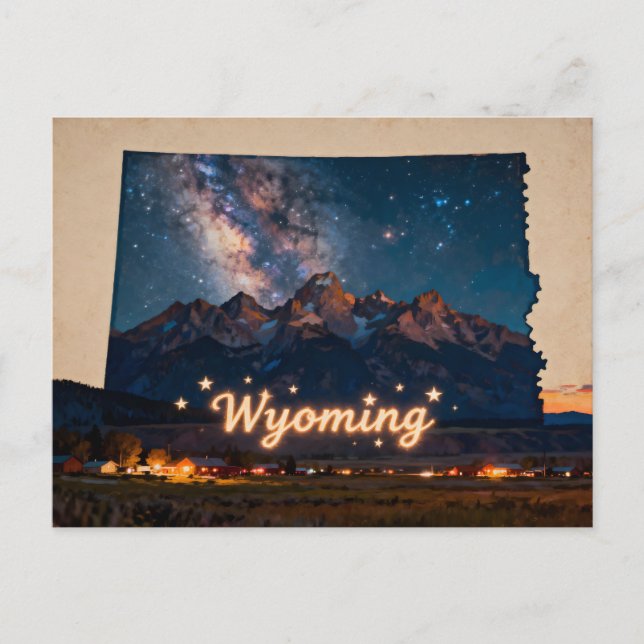 Vibrant Wyoming Conceptual Map Postcard (Front)