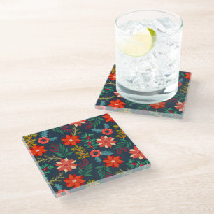 Vibrant Xmas Floral Coaster
