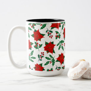 Vibrant Xmas Floral Two-Tone Coffee Mug