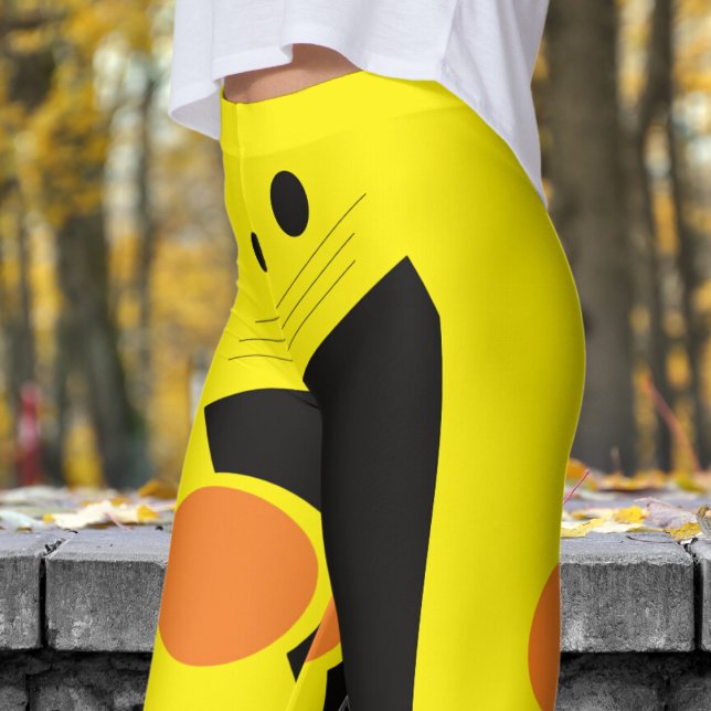 Vibrant Yellow Abstract Pattern Leggings (Abstract on Bright Yellow)