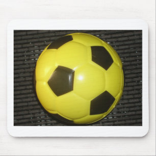 Vibrant Yellow and Black Football (Soccer) Art Mouse Pad