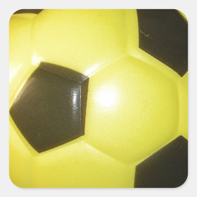 Vibrant Yellow and Black Football (Soccer) Art Square Sticker (Front)