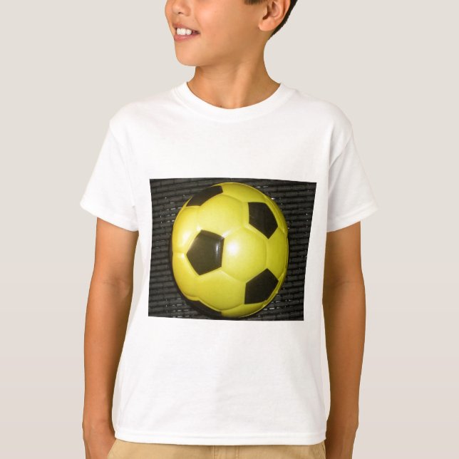 Vibrant Yellow and Black Football (Soccer) Art T-Shirt (Front)