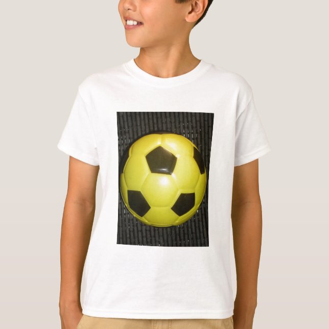Vibrant Yellow and Black Football (Soccer) Art T-Shirt (Front)