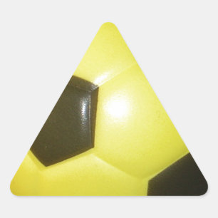 Vibrant Yellow and Black Football (Soccer) Art Triangle Sticker