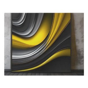 vibrant yellow and grey abstract wall home decor faux canvas print