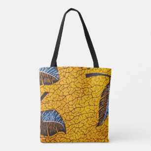 Vibrant Yellow Ankara African Wax Print Fabric Tote Bag