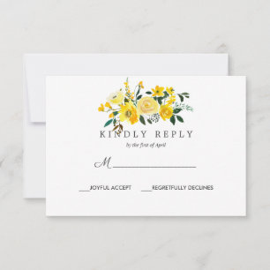 Vibrant Yellow  Floral Wedding  Response Rsvp